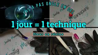 Ongle en gel quot1 jour  1 techniquequot VIDEO 18  fleur résine [upl. by Adnahsor]