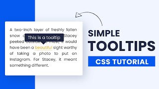 Simple Tooltips On Hover  HTML amp CSS Tutorial [upl. by Ardnuasac]