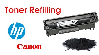 HP 12A toner refilling  How to refill Canon 303 laser toner cartridge [upl. by Ottilie]