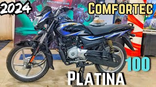 Platina 100 comfortec 2024 new model OBD2 E20 self start mileage price detailed review platina100 [upl. by Noelyn27]