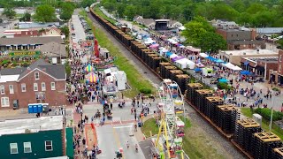 Wentzville Fair Split in Half by Train via DRONE [upl. by Phelps]