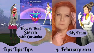 Tips How to beat Sierra with Carvanha My team of Sierra Counters Pokemon Go on February 2021 [upl. by Elbys656]