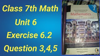 Class 7 Math Chapter 6 Ex 62 Q 345 Class 7 math unit 6 ex 62 q 345 maths mathematics [upl. by Akcirehs]