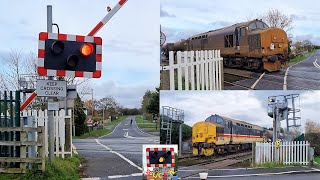 Class 37s Rail Head Treatment Train at Hunmanby Sands Lane Level Crossing North Yorkshire [upl. by Gregor]