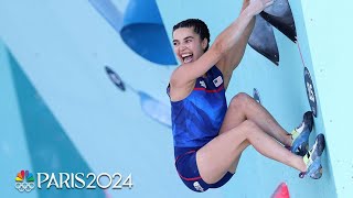 Brooke Raboutou climbs to third in bouldering semis Janja Garnbret near perfect  Paris Olympics [upl. by Anabel]