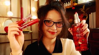 ASMR  Relaxing Autumn Pamper Before Falling Asleep 🍎🍂 hair brush nail polish hand cream makeup [upl. by Dnalhsa]