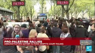 Thousands of demonstrators join banned proPalestinian march in Paris • FRANCE 24 English [upl. by Alyahc]