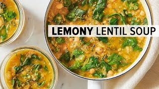 LEMONY LENTIL amp CHICKPEA SOUP  from my healthy meal prep cookbook [upl. by Dimond]