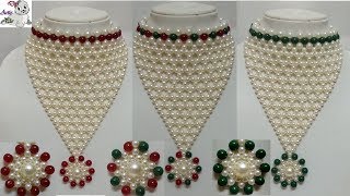 49 How to Make Pearl Beaded Choker Necklace  Diy  Jewellery Making [upl. by Olaznog836]