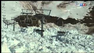 Avalanche Destroys Ski Lift [upl. by Nuahsal]