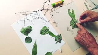 How to make a Collagraph A playful relief print using card leaves amp twigs by Rob the Art Teacher [upl. by Ednalrim2]