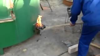 How to Carbonize Biomass Briquettes by Round self ignite carbonization furnace [upl. by Romulus407]