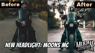 HarleyDavidson Headlight How to install Moons MC Fly Eye V2 With Memphis Shades Road Warrior [upl. by Yzmar]