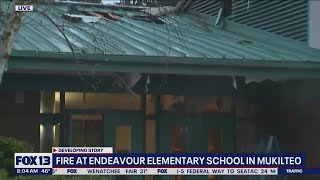 Overnight fire forces classes to be canceled at Endeavour Elementary School in Mukilteo [upl. by Eelannej]