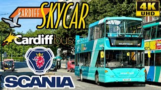 Cardiff Bus Open Top Sightseeing Tour Sky Car Town Hall to City Centre Cardiff Bay Scania N320UD [upl. by Aicenet]