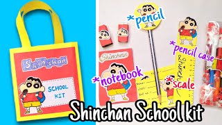 Shinchan School Supplies  Shinchan School supplies making at home  Handmade stationery [upl. by Innig]