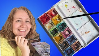 How to mix half pan watercolours to make a painting REAL TIME for beginners Part one of two [upl. by Mile]