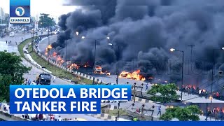 Lagos Fire Fuel Laden Tanker Explodes On Otedola Bridge [upl. by Banquer]