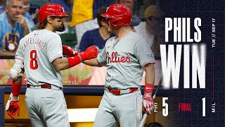 Phillies vs Brewers Game Highlights 91724  MLB Highlights [upl. by Gausman]