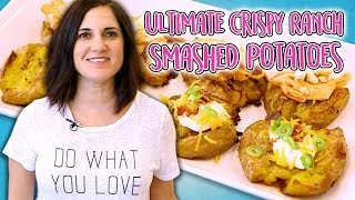 How to Make the Ultimate Crispy Ranch Smashed Potatoes  Game Day Appetizer Recipe  Well Done [upl. by Epotimet622]