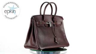 Hermes Birkin 35 cm Evergrain Leather Handbag Tote Bag Palladium Havanne Brown [upl. by Clarance]