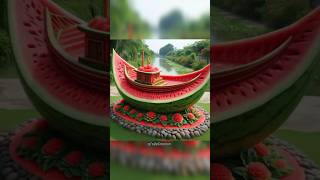 Watermelon Carved Boat A Marvel of Fruit Artistry shorts cravedBoat [upl. by Ynos]