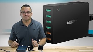 AUKEY USB 6 Port Charger with Dual Quick Charge 30 Review [upl. by Seraphine492]