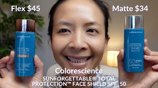 Best Tinted Mineral Sunscreens 2021 Colorescience Face Shield Flex Vs Matte SPF 50 Sunscreens [upl. by Zia]