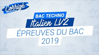 Bac 2019  correction de lépreuve ditalien LV2 pour les STMG [upl. by Doig237]