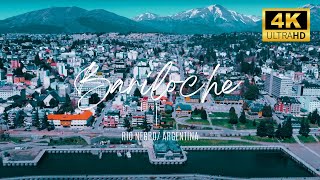 Suspenseful Drone Views of Bariloche and Nahuel Huapi Lake with Snowy Mountains  4K Argentina [upl. by Alene]