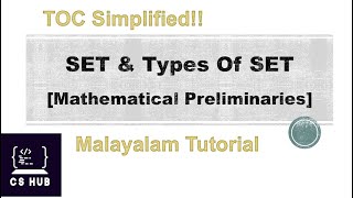 SET AND TYPES OF SET  POWER SET TOC MALAYALAM [upl. by Ladd]