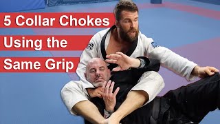 5 Different Collar Chokes from Back Mount Using The Same Grip [upl. by Immij]