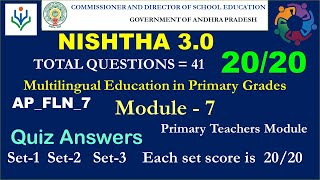 Nishtha Module FLN7 Quiz Answers in English  Diksha Quiz Answers 7Module 7 quiz key in english [upl. by Legnaleugim]