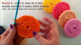 How to Crochet Round Tulle Dish Scrubber Dish Scrubby Tutorial with Instruction Notes [upl. by Juxon]