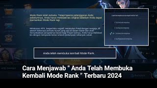 Cara menjawab pertanyaan kuis game mobile legends  Anda Telah Membuka Kembali Mode Rank Kredit Skor [upl. by Anaili567]