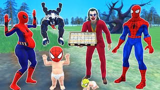 team spider man vs bad guy joker ► family spiderman Rescue kid spiderman from joker venom [upl. by Sheline]