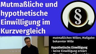 Mutmaßliche und hypothetische Einwilligung im Kurzvergleich [upl. by Lexis807]