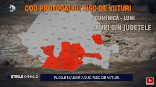 Stirile Kanal D  Ploile masive aduc riscuri de viituri Digurile si barajele sunt monitorizate [upl. by Ahsataj]