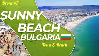 Sunny Beach Bulgaria 2020 🇧🇬 summer  Town amp Beach by drone 4k [upl. by Nalek]