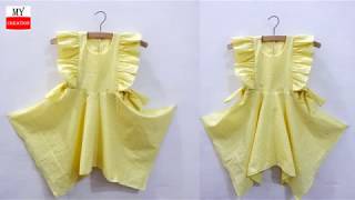 how to make stylish handkerchief frock  cutting and stitching tutorial [upl. by Mills]