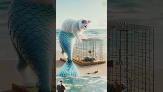 Mermaid cat gets rid of ratscat aicatlover aicat cutecat catvideos [upl. by Anowahs496]