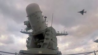 Navy CIWS Gun System Locks Onto Incoming Aircraft [upl. by Wandy]