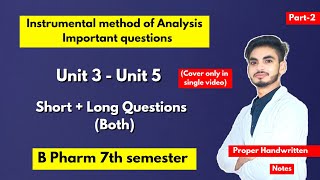 Instrumental method of analysis Important questions with solution। Short amp long। B Pharm 7th sem। [upl. by Jopa]