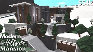 BLOXBURG Modern Hillside Mansion House Build part1 [upl. by Irbmac]