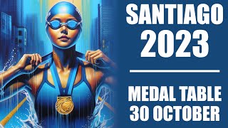 2023 Pan American Games  Medal Table  30 October Day 10 Santiago Santiago2023 [upl. by Sotnas]