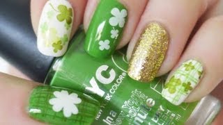 St Patricks Day Nail Tutorial Konad Stamping [upl. by Assilav22]