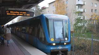 Sweden Stockholm subway ride from Hammarbyhöjden to Skanstull [upl. by Halfdan26]