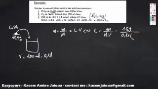 11 Exercice 1  Concentration molaire  Reactions Chimique [upl. by Htaek558]