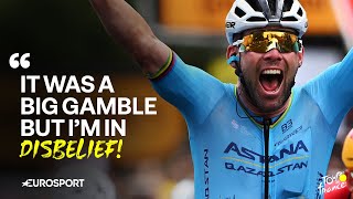 EMOTIONAL Mark Cavendish REACTS after BREAKING Tour de France record for stage wins ❤️ [upl. by Icyaj145]