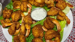 الجمبري المقلي كرسبي زي المطاعمDelicious Fried shrimp amp Dipping sauce recipe too DELICIOUS TO MISS [upl. by Balsam]